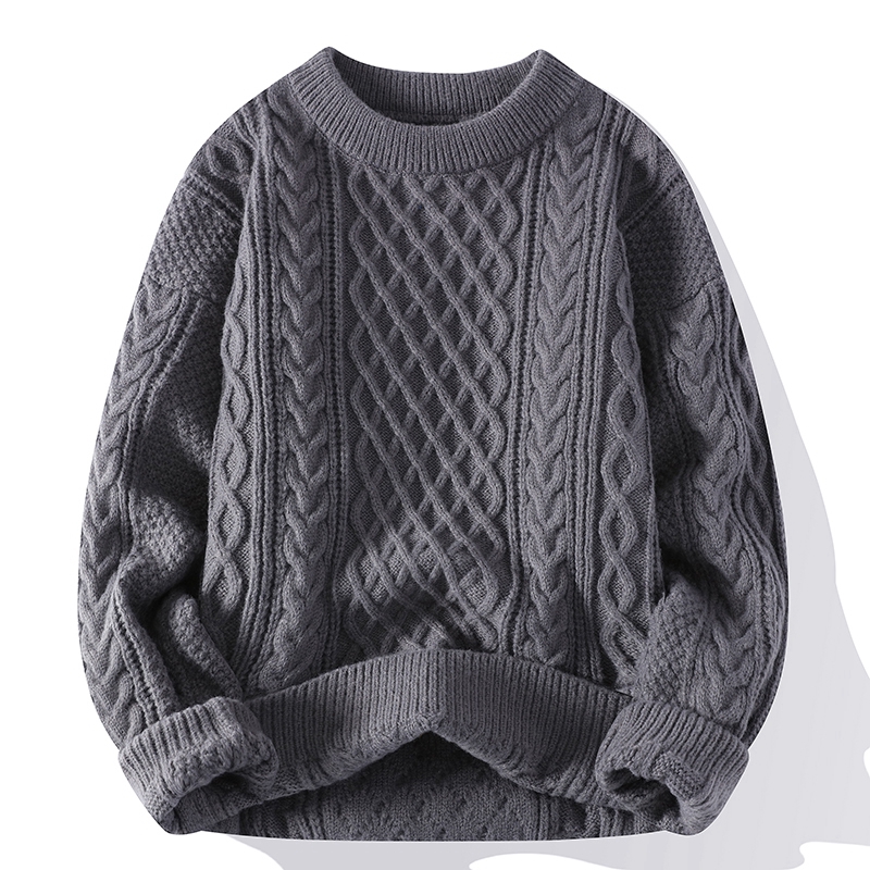 Ribbed Knit Sweater - الخريف الشتاء الرجال سترة خمر س