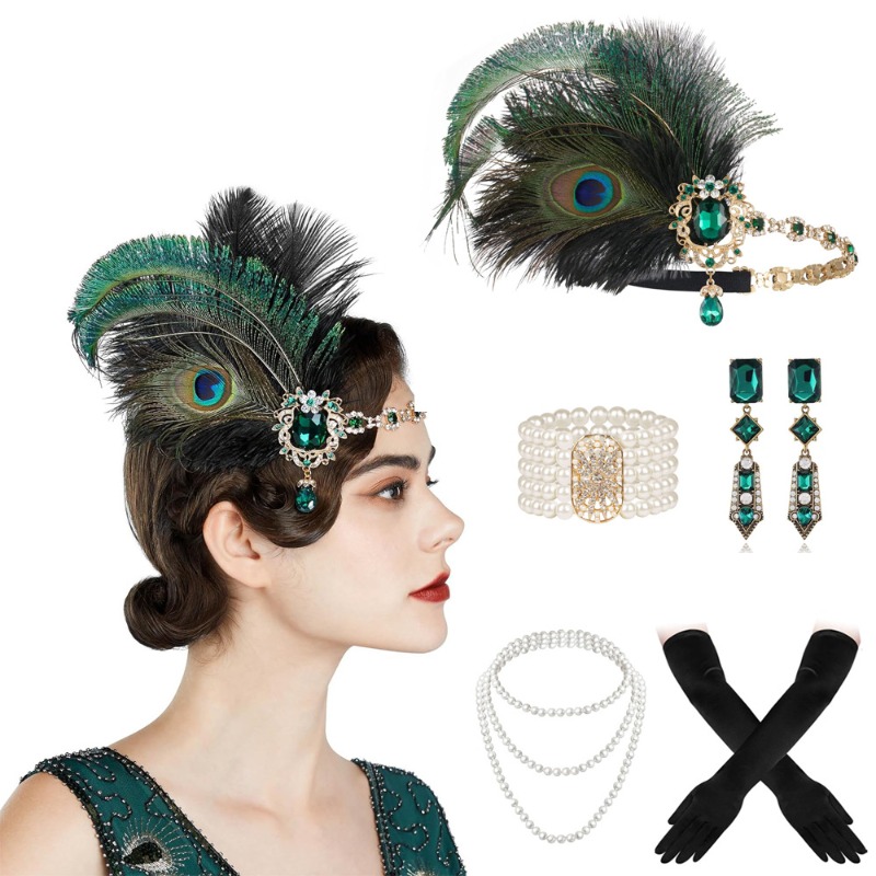 Women'S Fashion Roaring 20S - مجموعة إكسسوارات الزعنفة 1920s أزياء غاتسبي