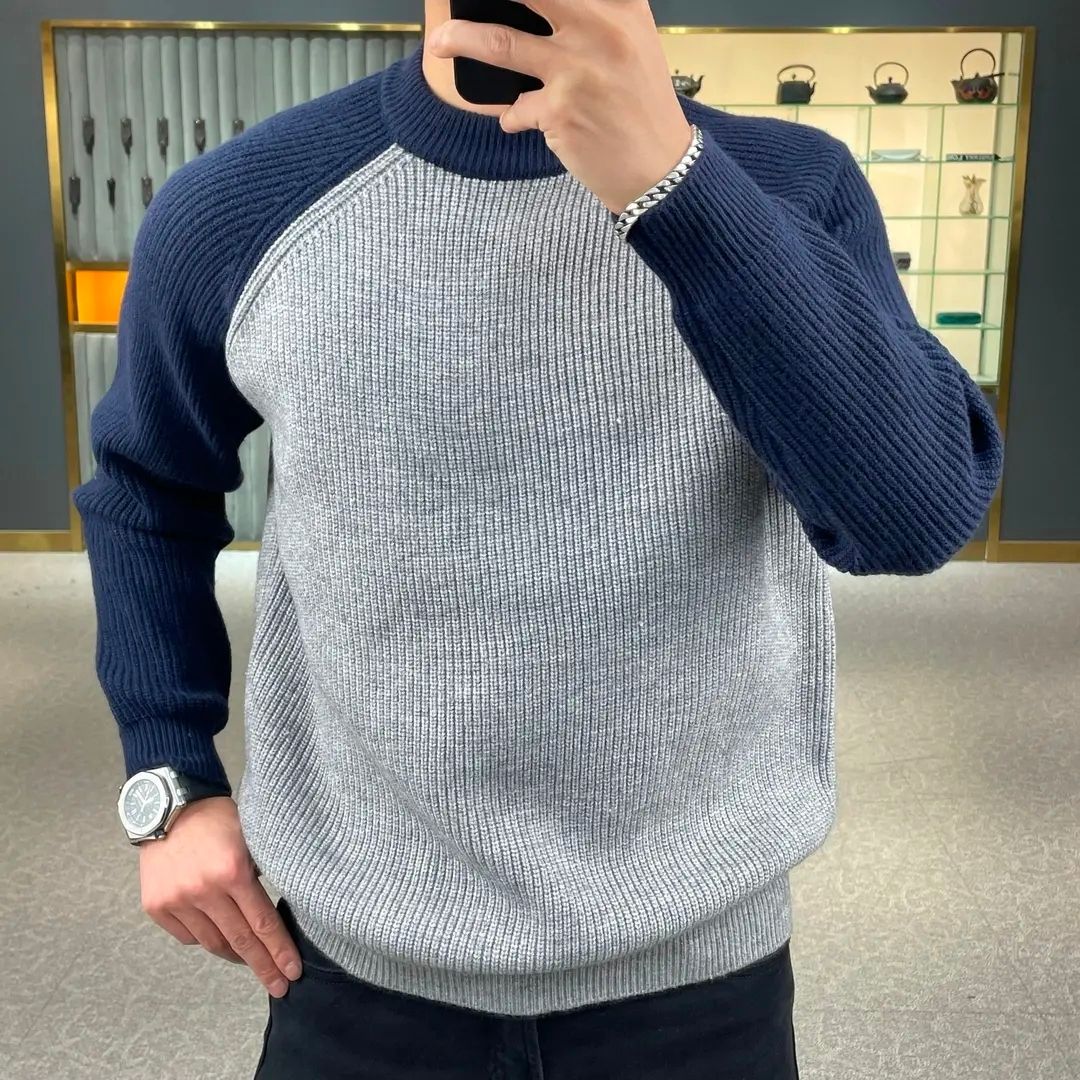 Ribbed Knit Sweater - سترة صوفية عصرية للخريف والشتاء ذات
