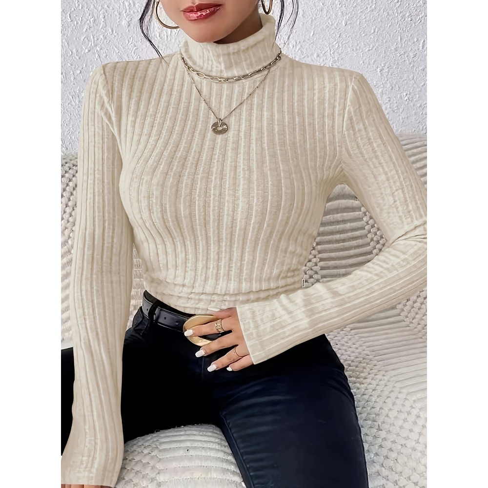 Ribbed Knit Sweater - حجم كبير 1XL-5XL المرأة سليم صالح