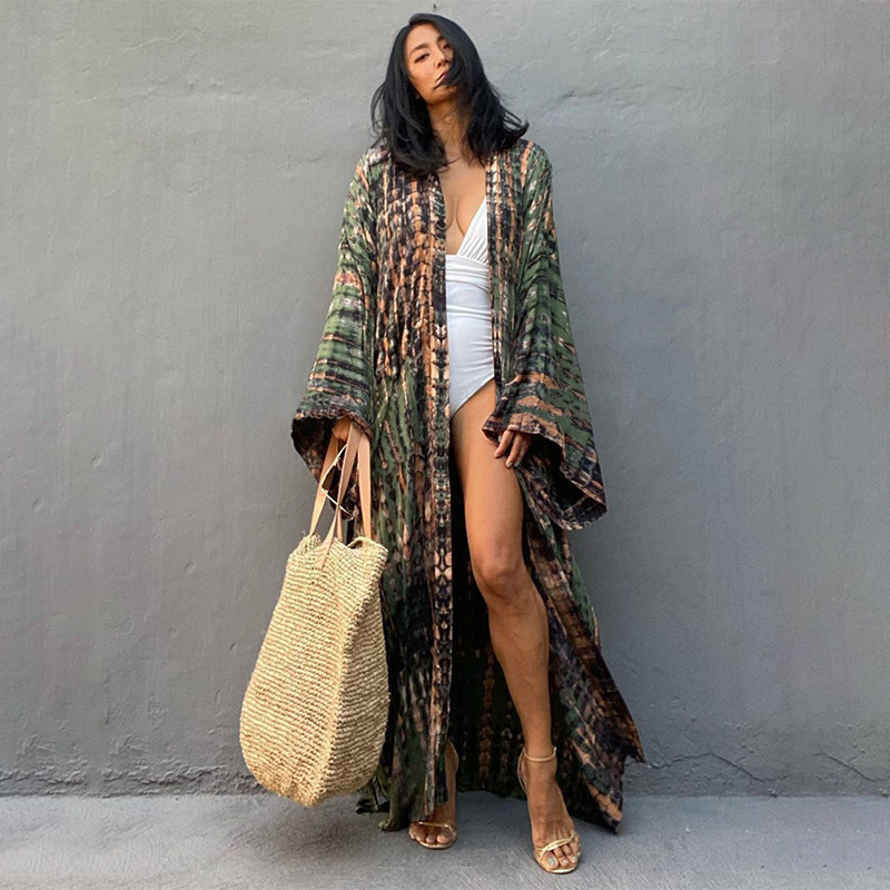 Women'S Fashion Kimono - الشاطئ يغطي المرأة التعادل صبغ مطبوعة