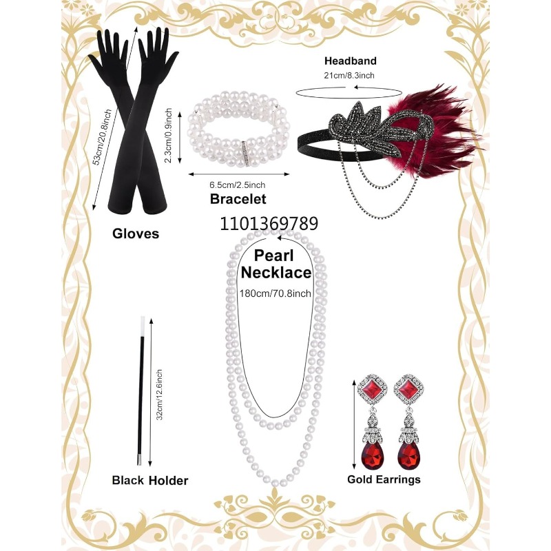 6 قطع من إكسسوارات عشرينيات ال - مراجعة Women'S Fashion Roaring 20S وسعره