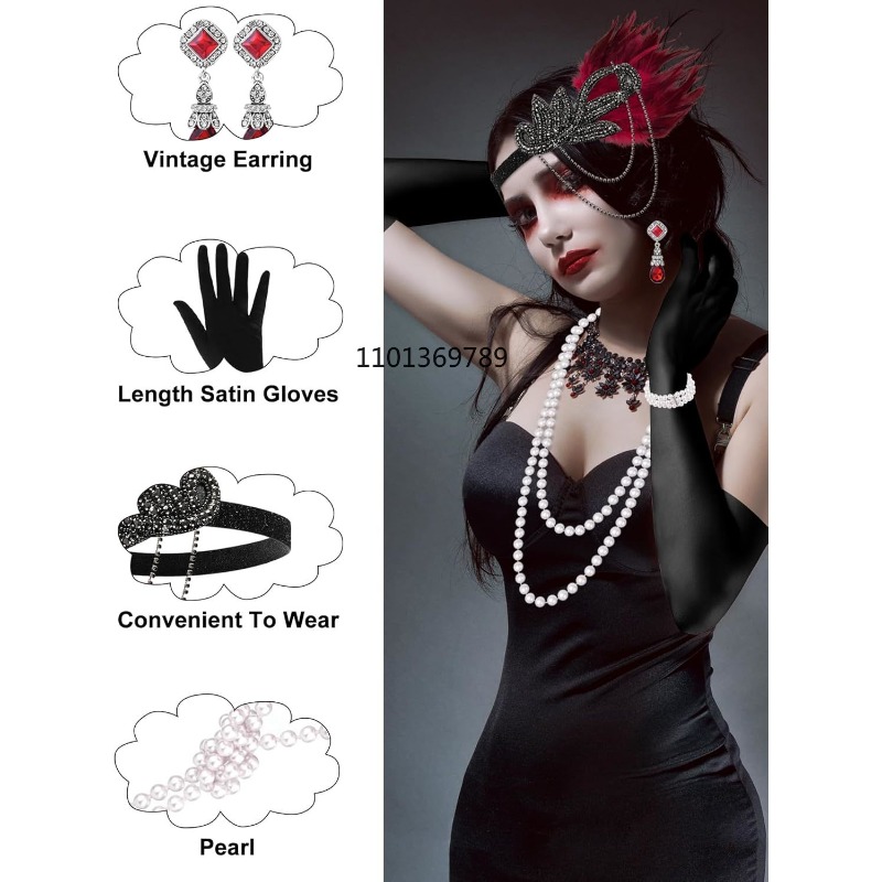 6 قطع من إكسسوارات عشرينيات ال - مراجعة Women'S Fashion Roaring 20S وسعره