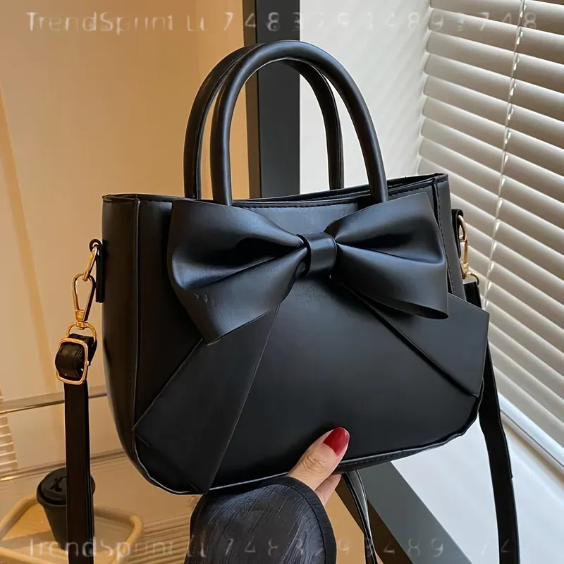 حقيبة يد أنيقة سوداء بفيونكة ل - مراجعة Women Fashion Handbags وسعره