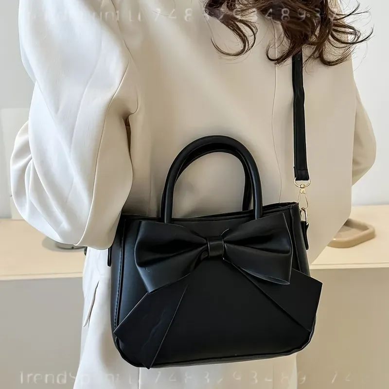 حقيبة يد أنيقة سوداء بفيونكة ل - مراجعة Women Fashion Handbags وسعره