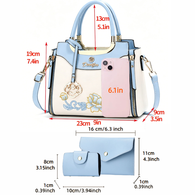 مجموعة من 3 حقائب يد مطرزة عال - مراجعة Women Fashion Handbags وسعره