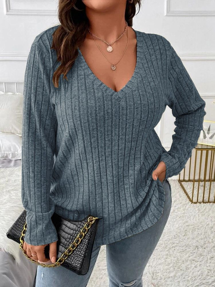 بلوزة محبوكة عصرية لخريف وشتاء - مراجعة Ribbed Knit Sweater وسعره