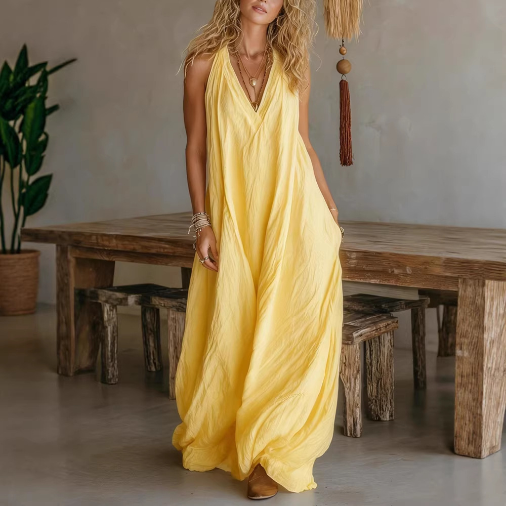فستان نسائي جديد طويل بدون أكم - مراجعة Women Fashion Usa وسعره