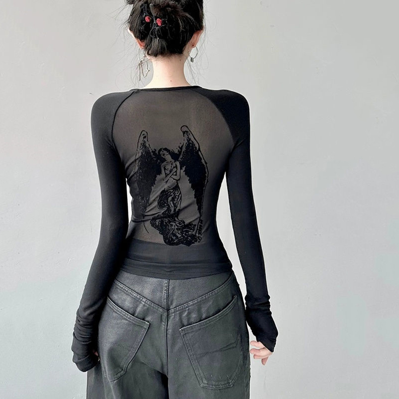 Gidyq-تي شيرت ضيق مطبوع على شك - مراجعة Women Fashion Usa وسعره