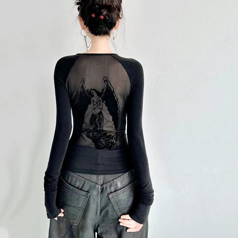 Gidyq-تي شيرت ضيق مطبوع على شك - مراجعة Women Fashion Usa وسعره
