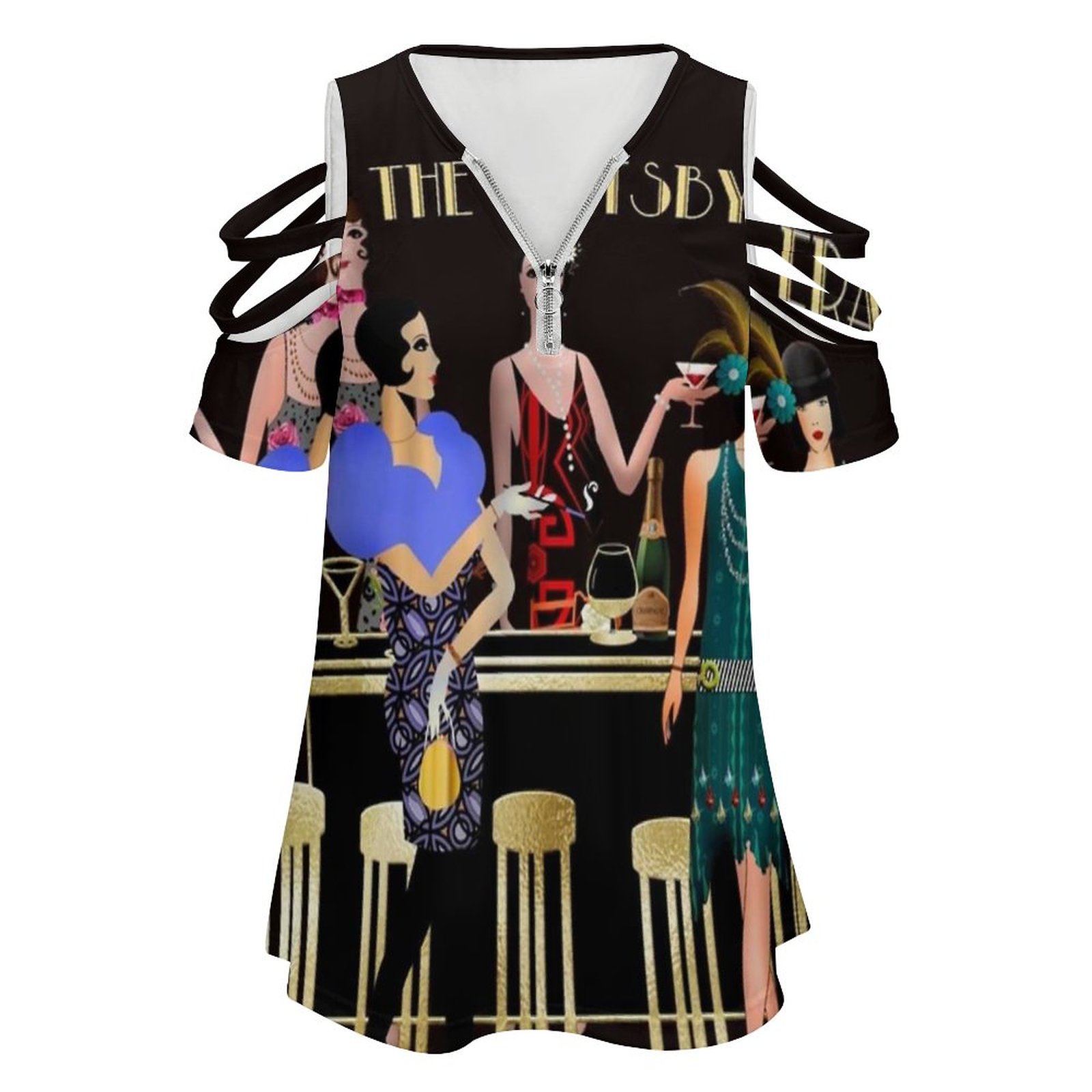 قميص نسائي بأكمام قصيرة وسحّاب - مراجعة Women'S Fashion Roaring 20S وسعره
