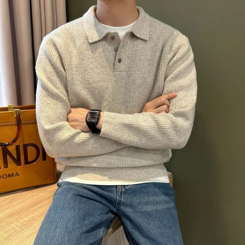 سترة بولو رجالية محبوكة ذات يا - مراجعة Ribbed Knit Sweater وسعره
