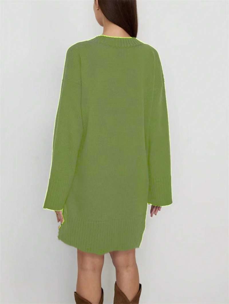 فستان نسائي مقاس كبير بلون موح - مراجعة Ribbed Knit Sweater وسعره